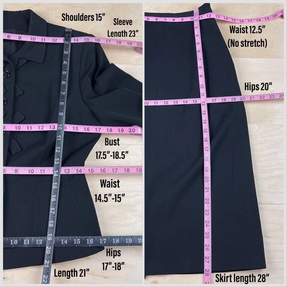 Vintage 1940s/50s Black Wool 2-Piece Skirt Suit